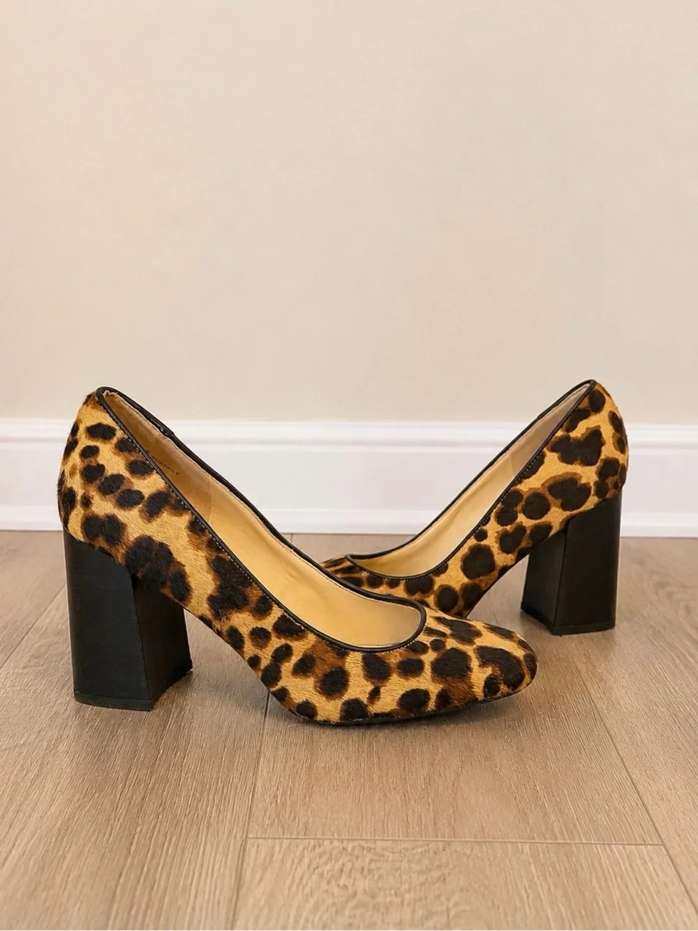 Nine West Leopard-Print Block Heel Pumps in Brown and Black